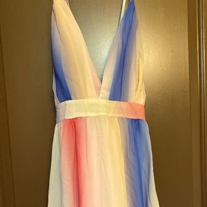 Rainbow striped maxi dress size xl
